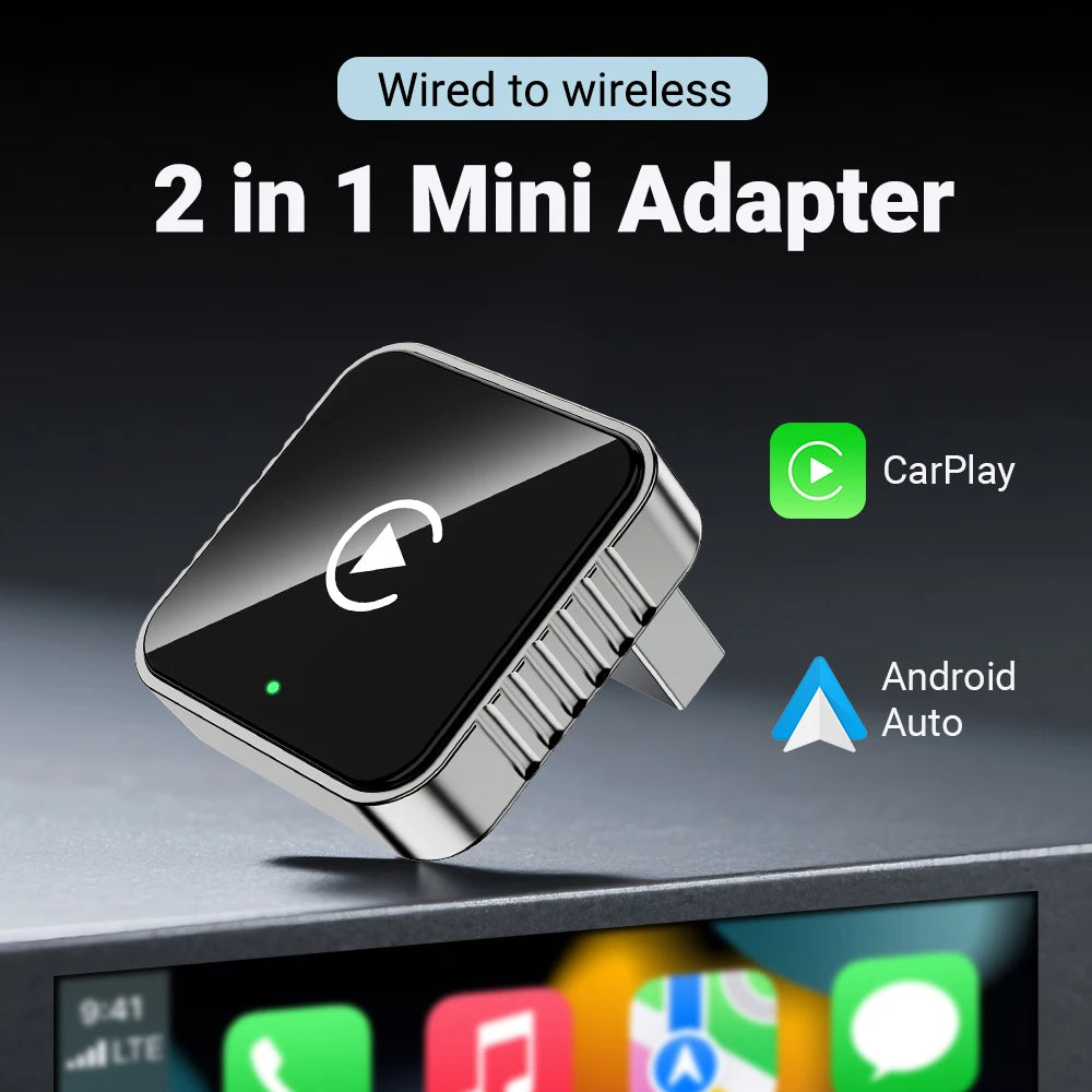 Wireless CarPlay Android  New Smart Auto Adapter Hassle-Free Plug&Play Stable BT WiFi Connect OTA Upgradable Fit 99% Vehicle