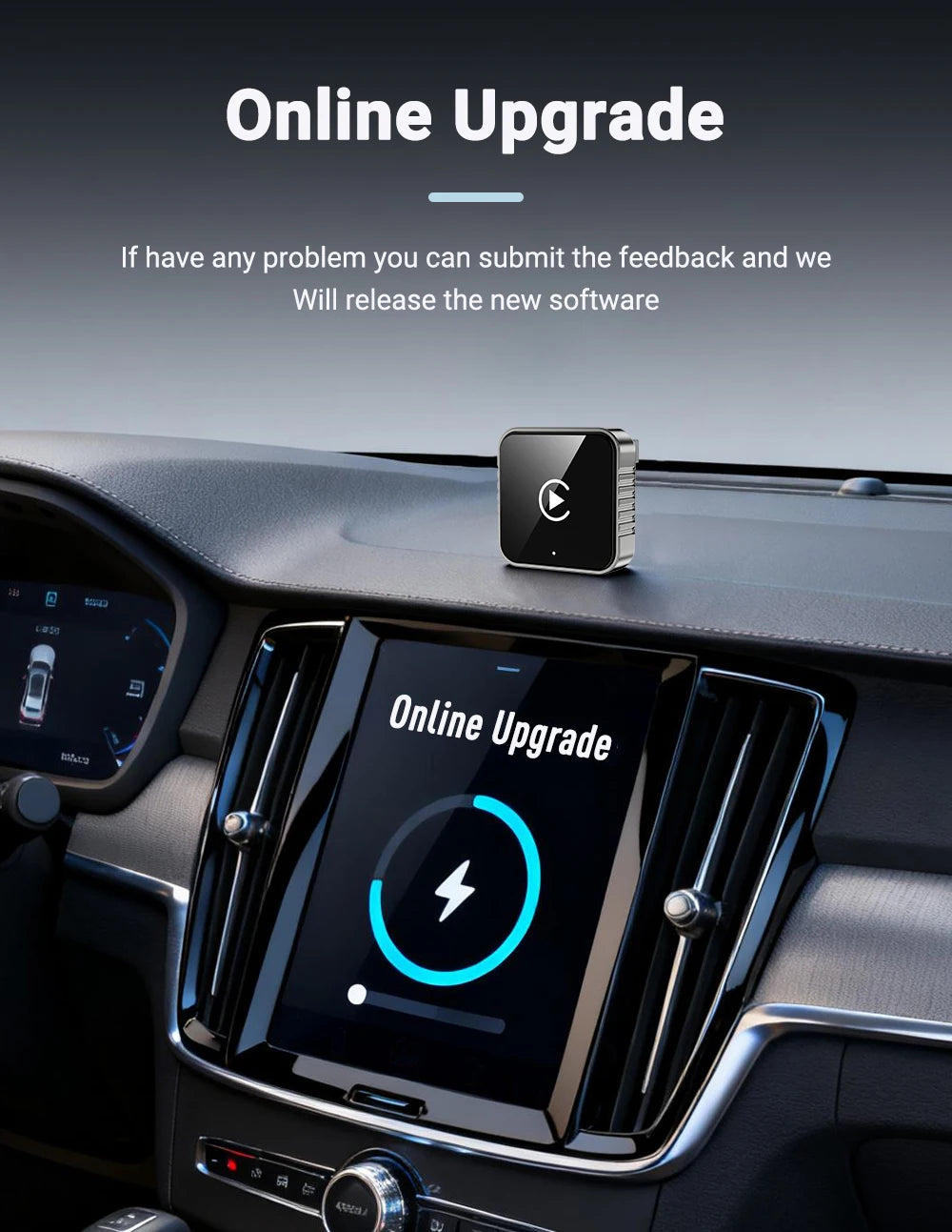 Wireless CarPlay Android  New Smart Auto Adapter Hassle-Free Plug&Play Stable BT WiFi Connect OTA Upgradable Fit 99% Vehicle