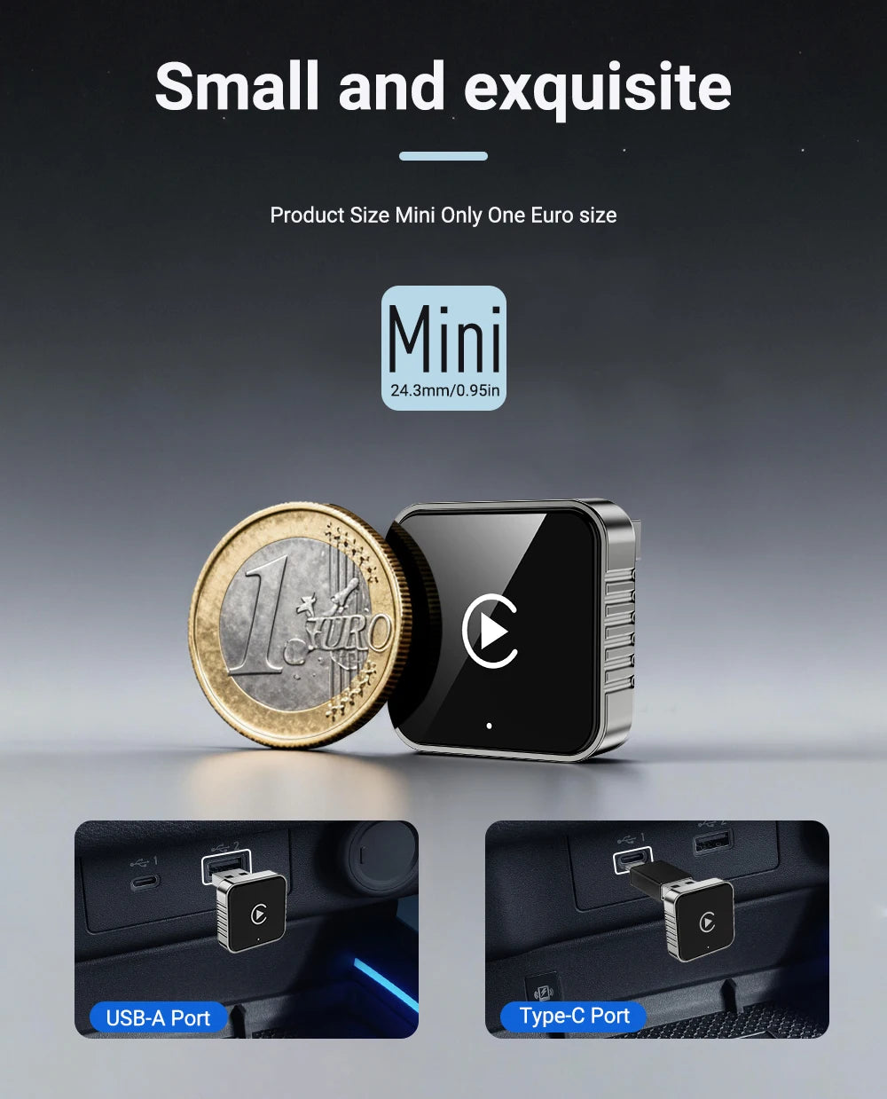 Wireless CarPlay Android  New Smart Auto Adapter Hassle-Free Plug&Play Stable BT WiFi Connect OTA Upgradable Fit 99% Vehicle