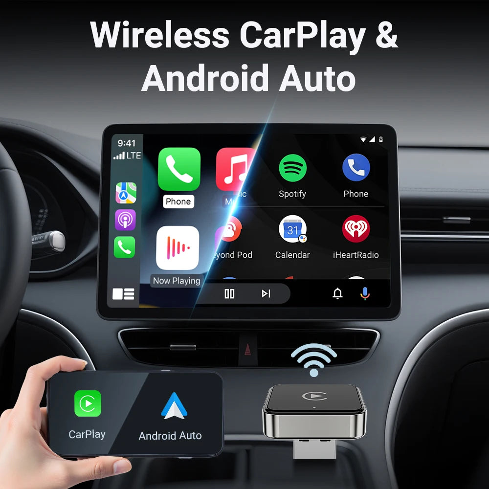 Wireless CarPlay Android  New Smart Auto Adapter Hassle-Free Plug&Play Stable BT WiFi Connect OTA Upgradable Fit 99% Vehicle