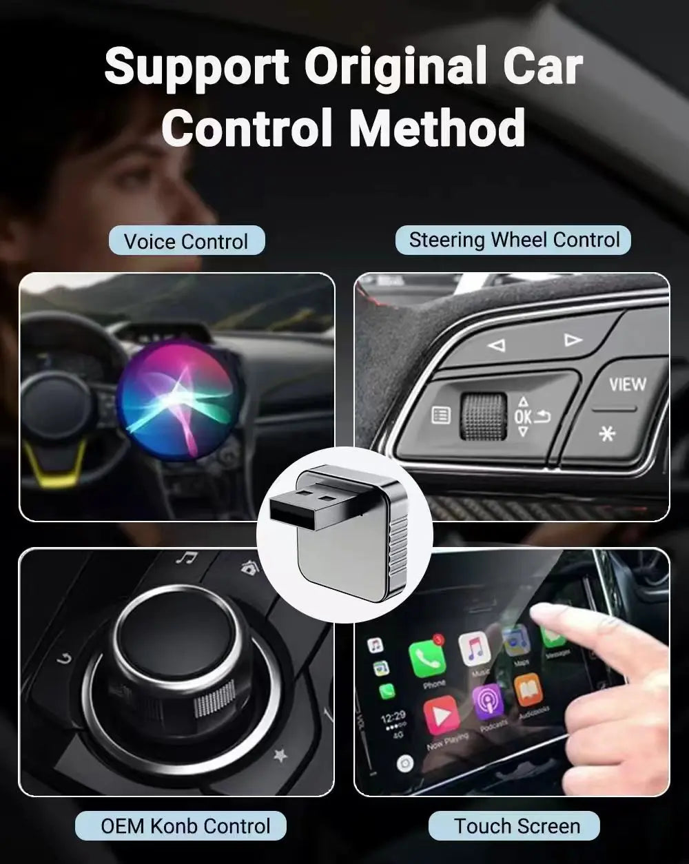 Wireless CarPlay Android  New Smart Auto Adapter Hassle-Free Plug&Play Stable BT WiFi Connect OTA Upgradable Fit 99% Vehicle